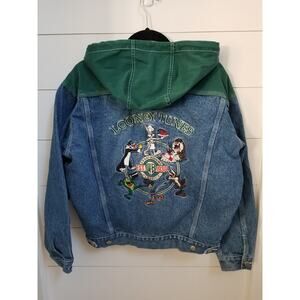 Y2K Warner Bros Studio Store Looney Tunes Denim Jean Jacket Hooded Men Women S